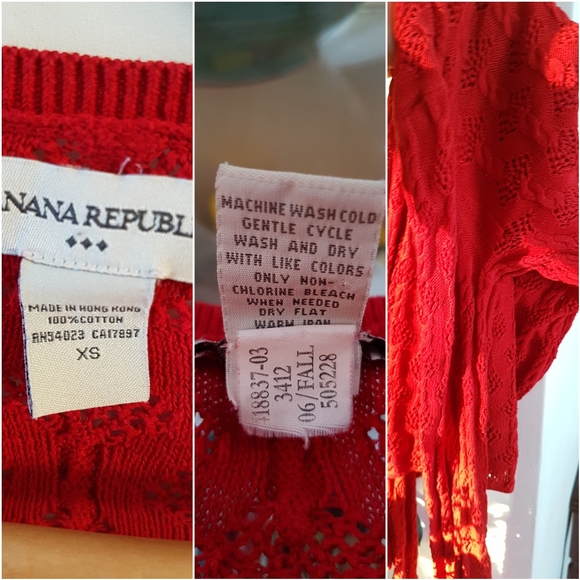 Banana Republic Cable & Lace V-neck Knit in Red - Picture 3 of 3